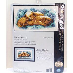 Dimensions Counted Cross Stitch Kit Peaceful Puppies Adeline Halverson 16x9